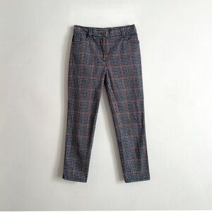 Prada highwaisted cotton gray red purple houndstooth check pant 36 XS S 2 4